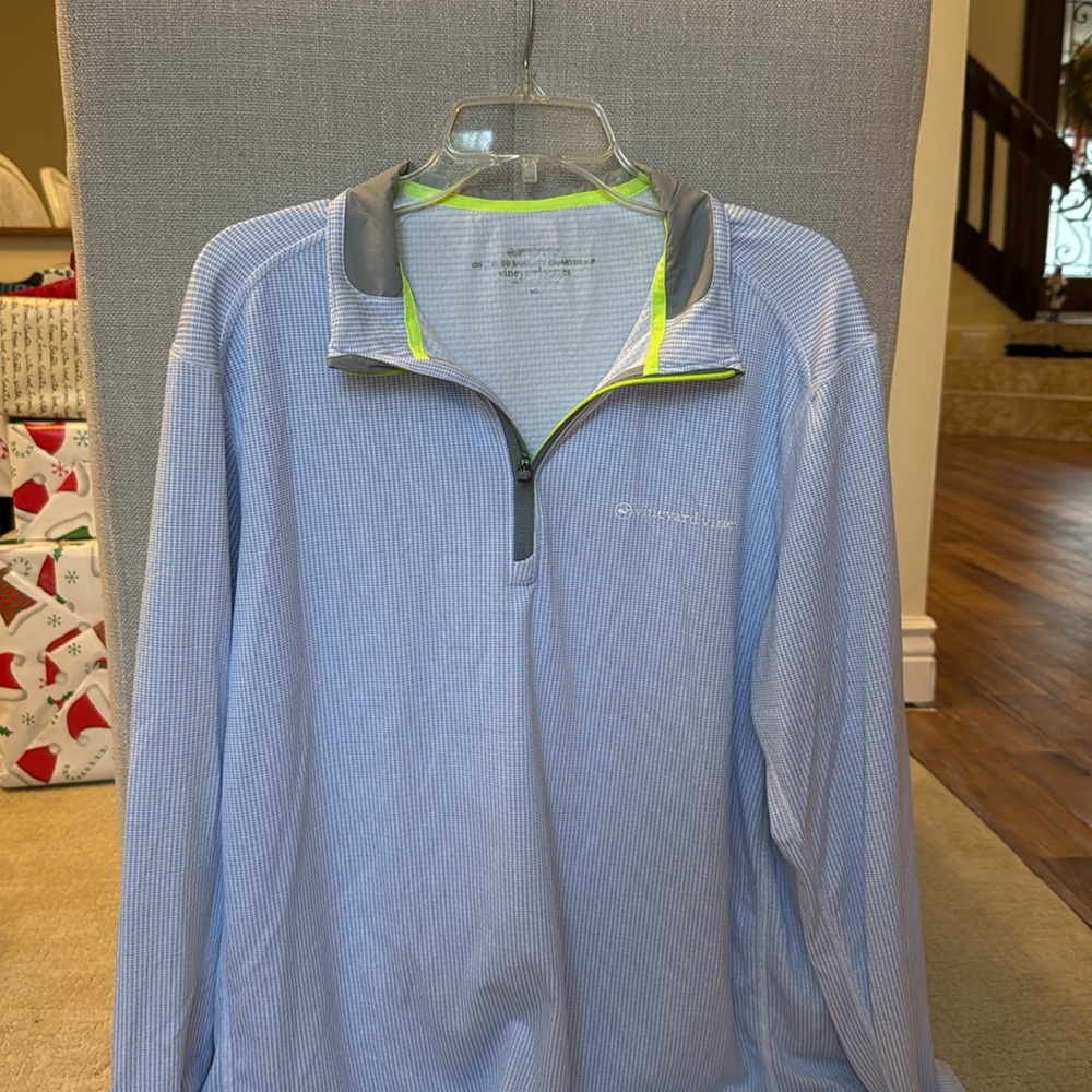Men’s Vineyard Vines Sankatay Quarter Zip Blue White Men XL